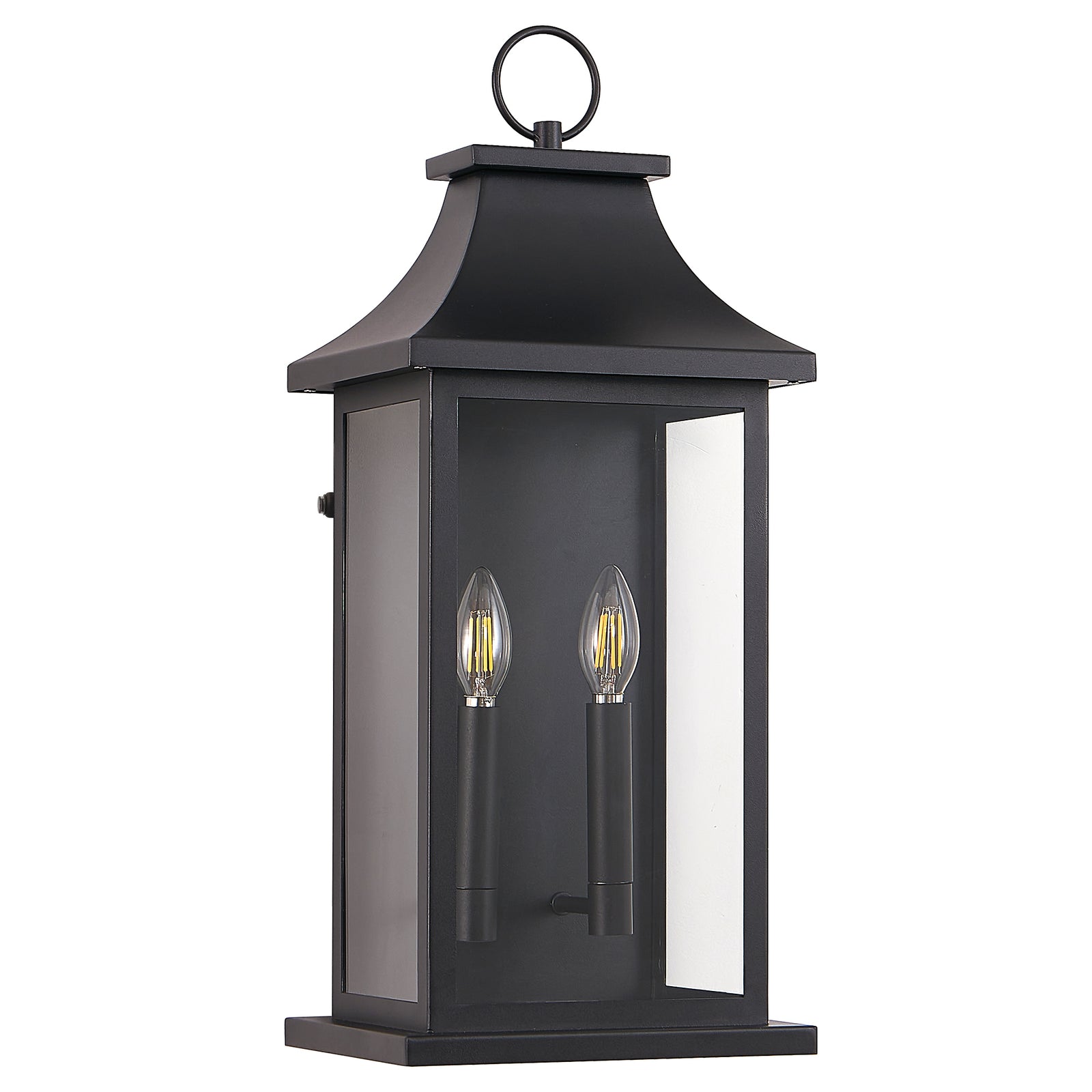 22-Inch Dusk-to-Dawn 2-Light Black Outdoor Lantern for Restaurant Patios — view 5