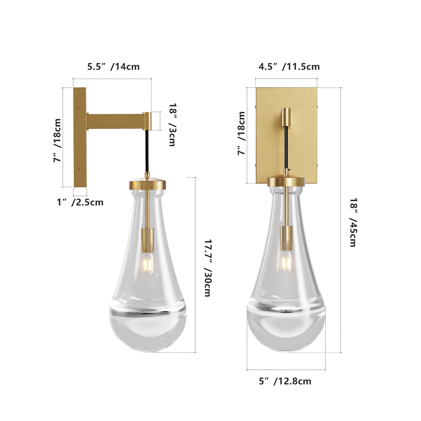 Brass Raindrop Glass Wall Sconces (2-Pack) — Restaurant — view 5