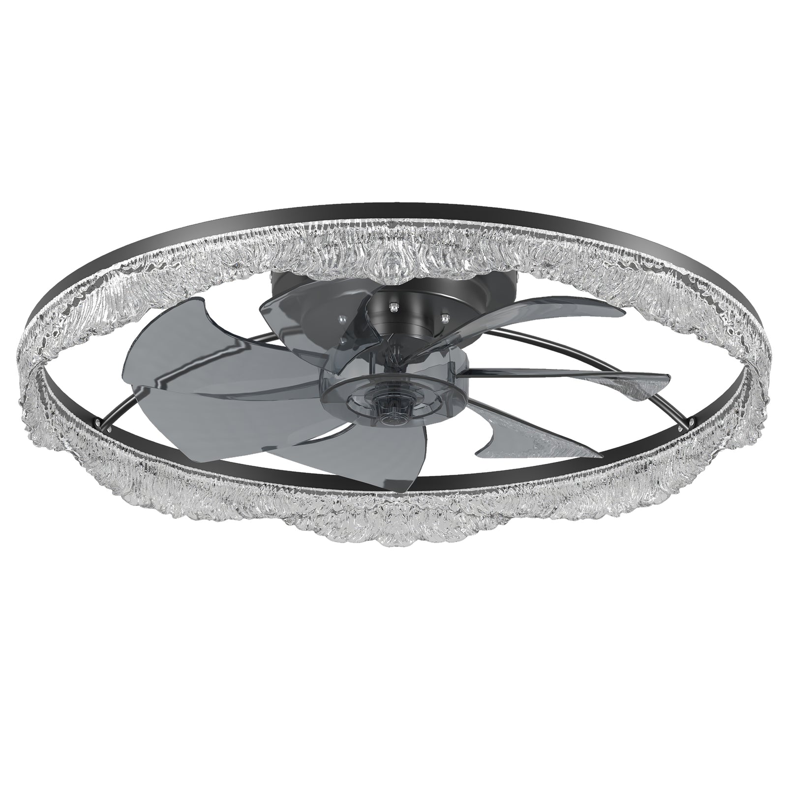 Black 24-Inch Flush Ceiling Fan Light — Quiet Restaurant Dining — view 10