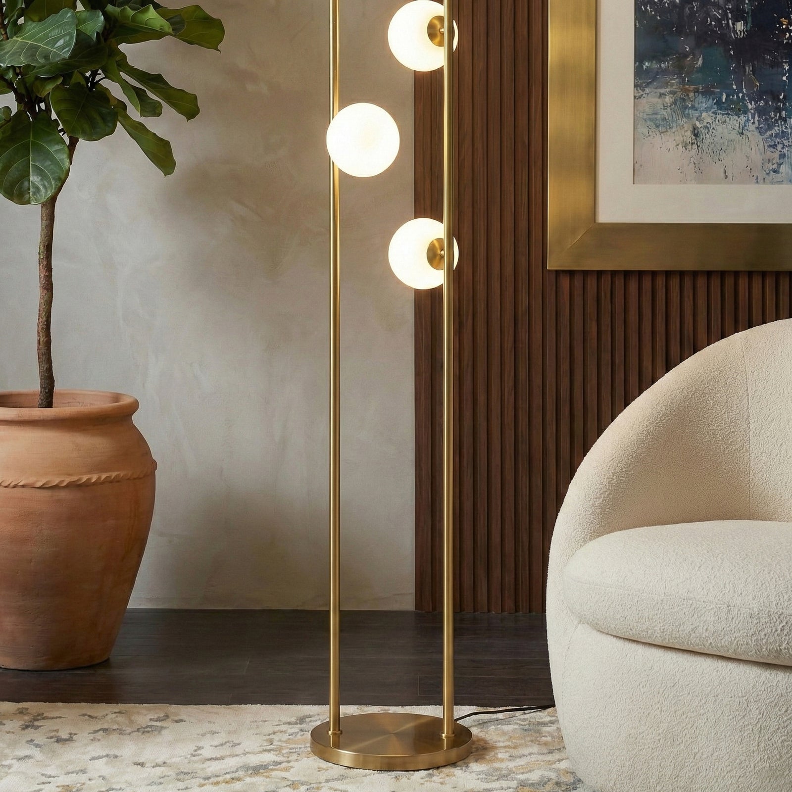 Gold Artema Floor Lamp — Restaurant Lounge & Dining — view 1