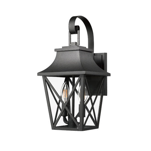 Black Aluminium Outdoor Wall Light — 2-Light Restaurant Patio Fixture — view 10