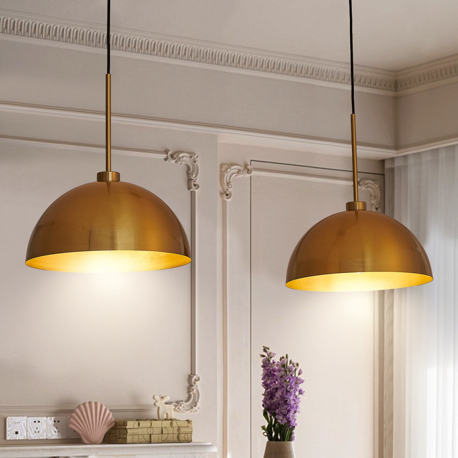 41-Inch Copper Double Pendant Light for Restaurant Dining Rooms and Kitchen Islands — view 4