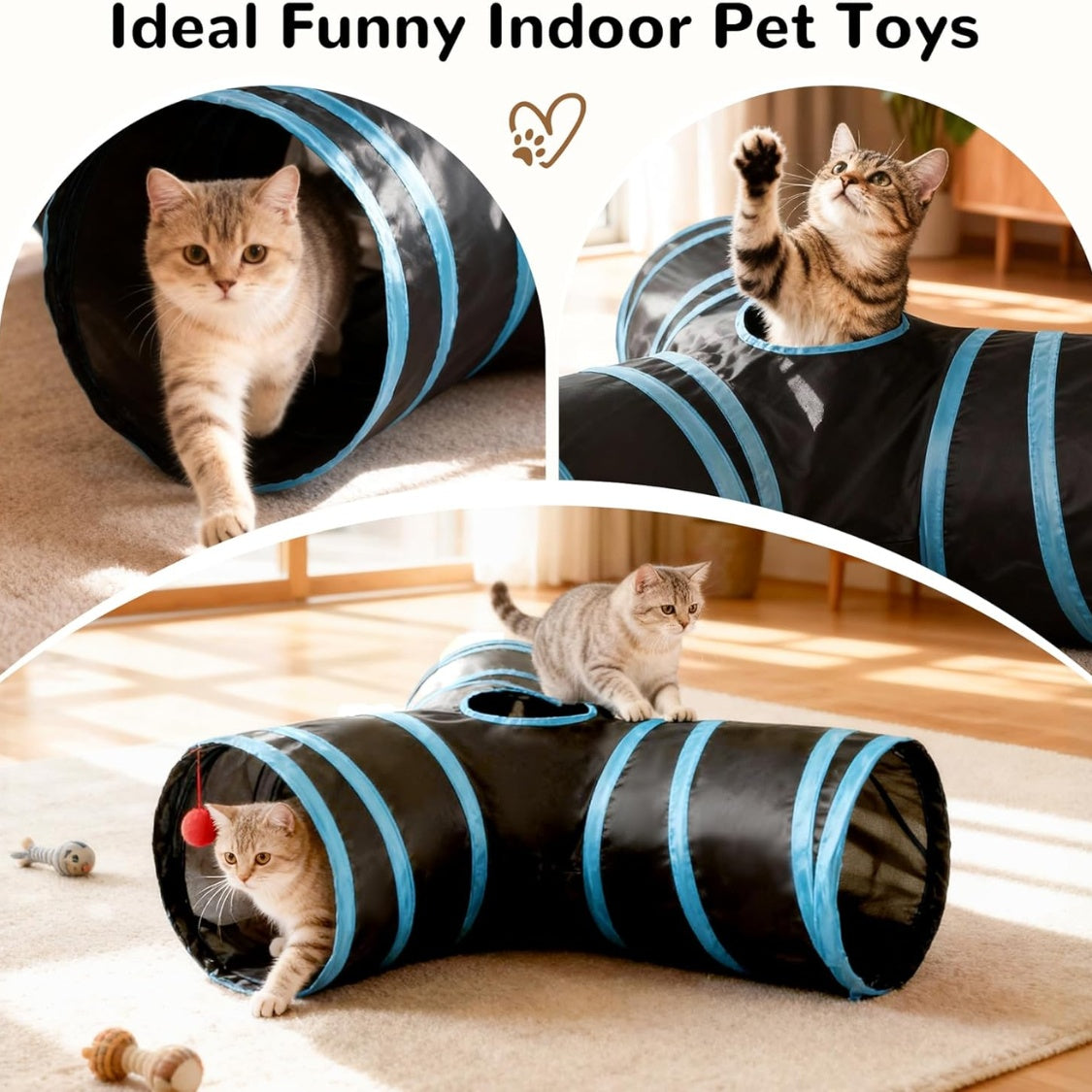 Three-Way Collapsible Activity Tunnel for Cat Cafés, Adoption Lounges, and Indoor Enrichment Rooms — view 4