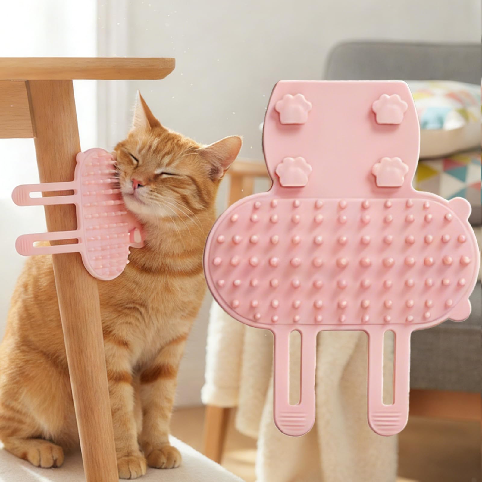 Two-Piece Soft Corner Self-Groomer Set for Cat Cafés, Adoption Suites, and High-Traffic Enrichment Walls — view 11
