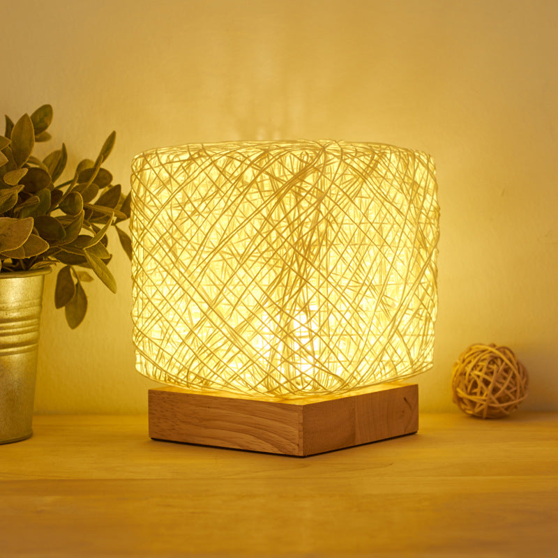 Braided Rattan USB Table Lamp for Restaurant Tables — view 5