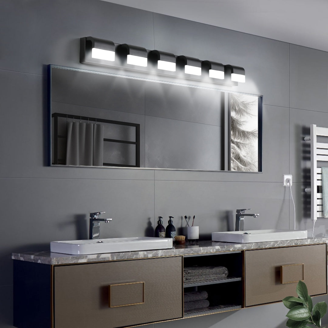 Modern White 6-Light LED Vanity Bar for Restaurant Restrooms and Mirrors — view 2