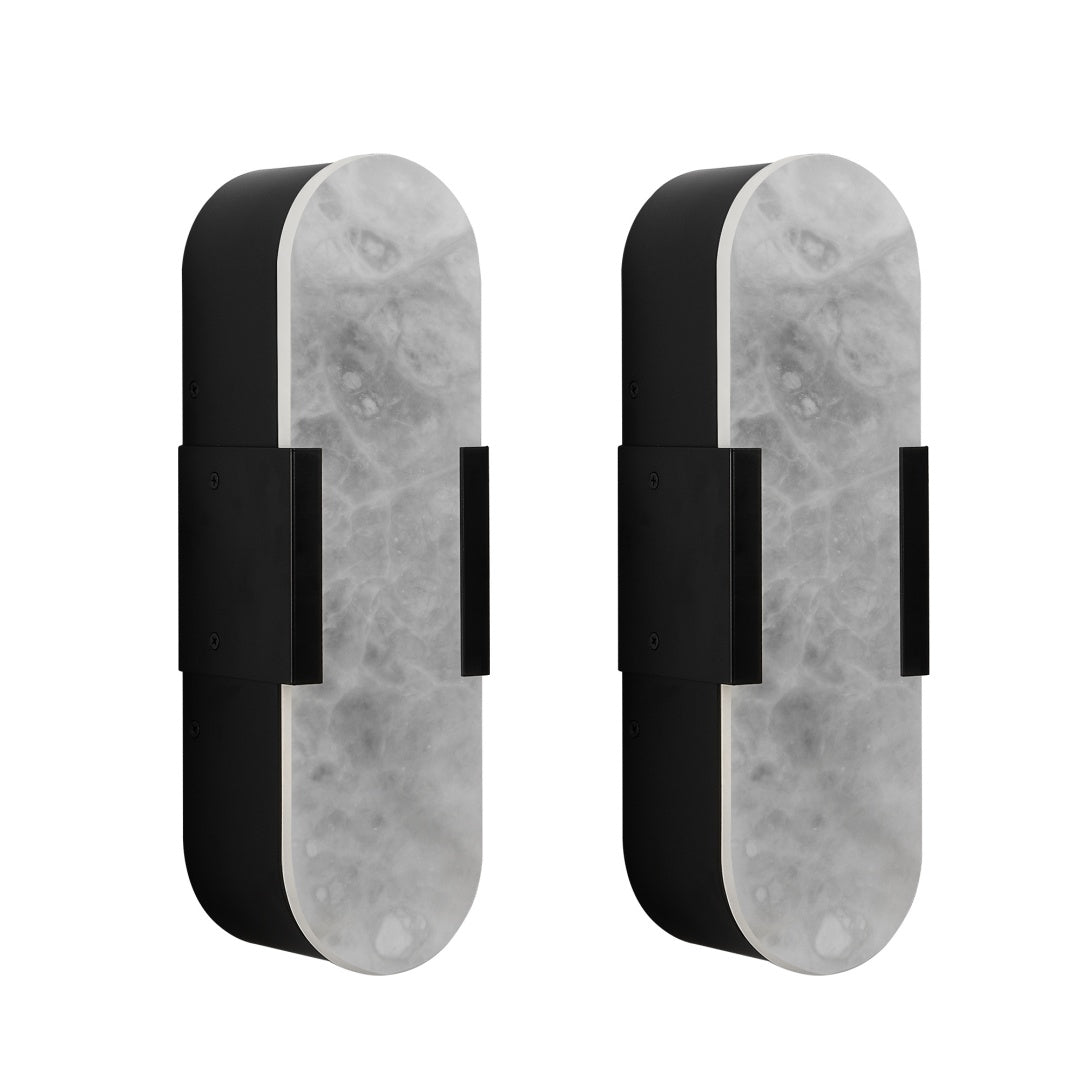Natural Black Marble Wall Sconce Set for Restaurant Hallways and Dining Rooms — view 2