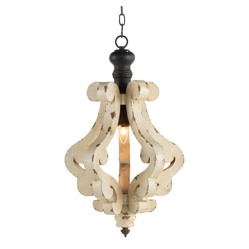 Antique Cream Wood Chandelier — 83-Inch Restaurant Dining Feature — view 5