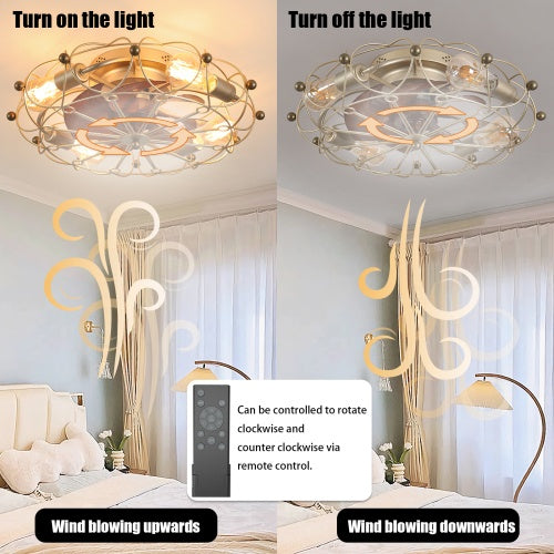 Low-Profile Black Cage Ceiling Fan with Integrated Light for Restaurant Patios — view 4
