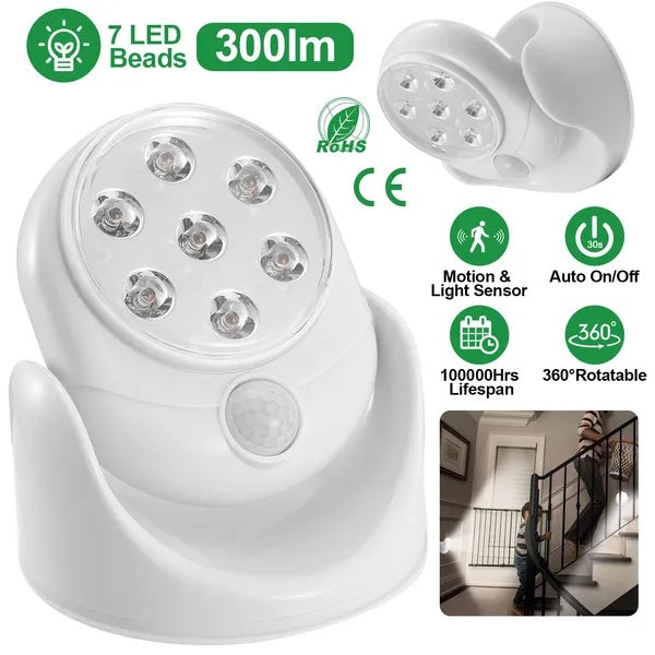 White Wireless Motion-Sensor Spotlight — Restaurant Corridor & Host Stand — view 1