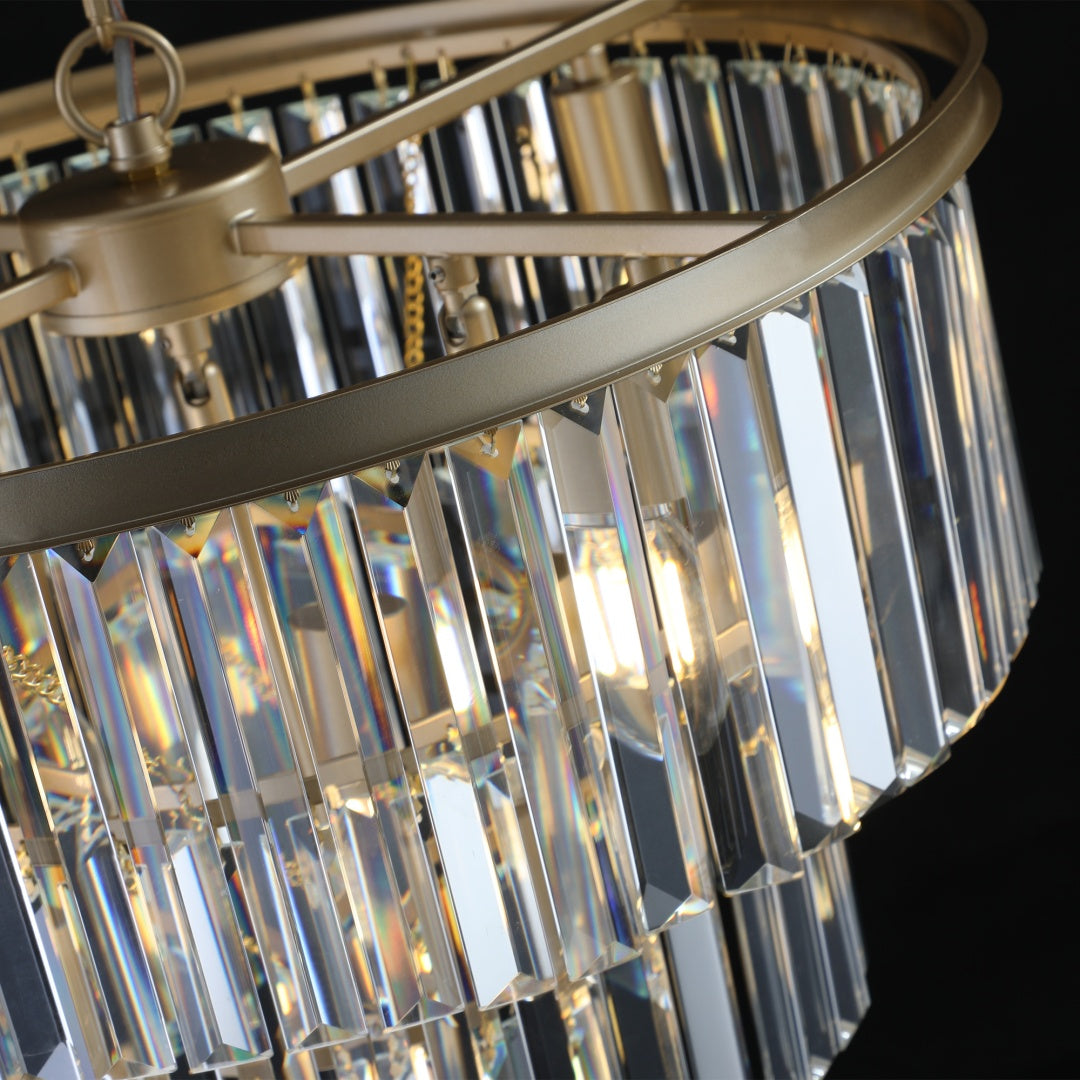 7-Light Gold 3-Tier Crystal Chandelier for Restaurant Dining Rooms — view 7
