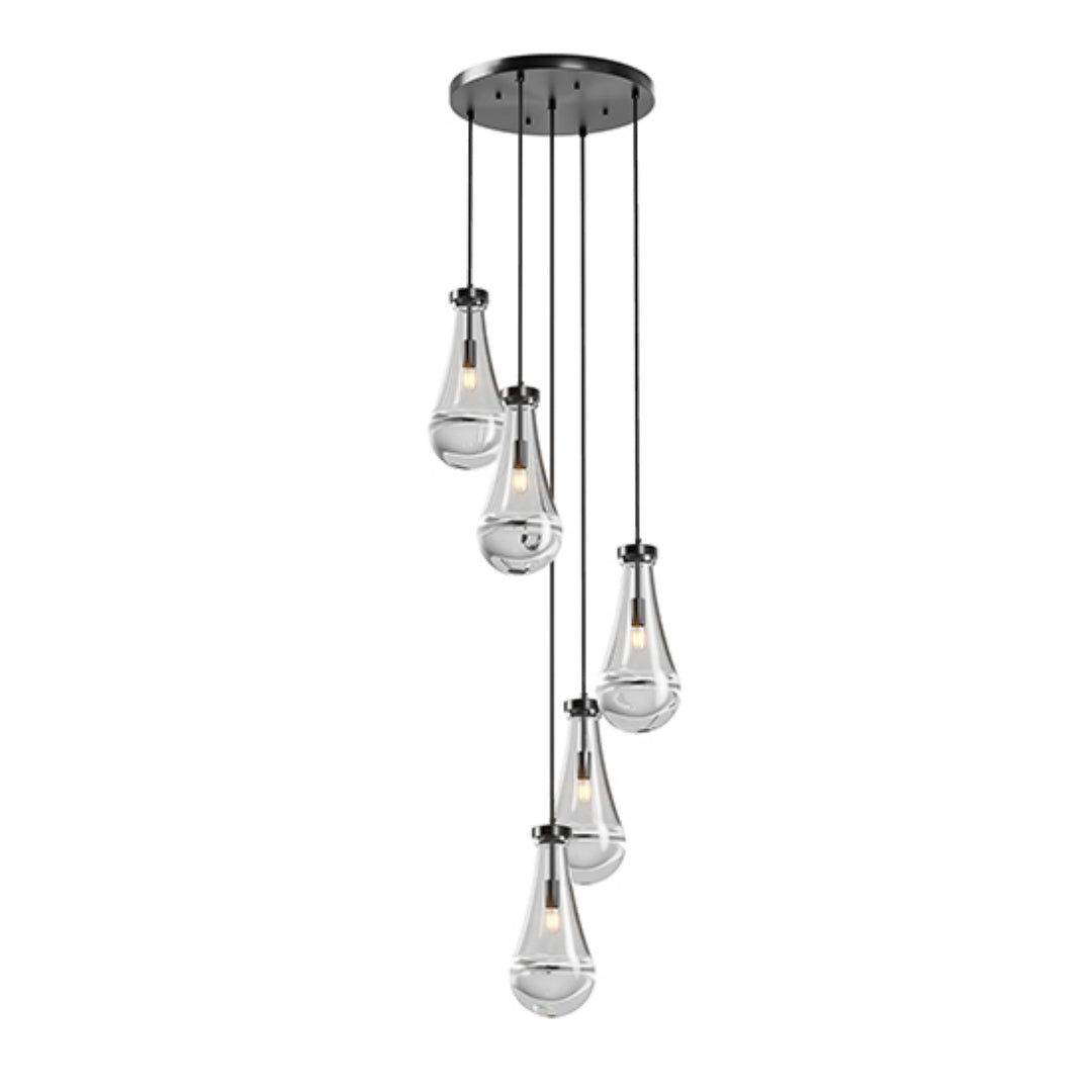Black 5-Light High-Ceiling Cluster Chandelier for Restaurant Dining Rooms — view 4