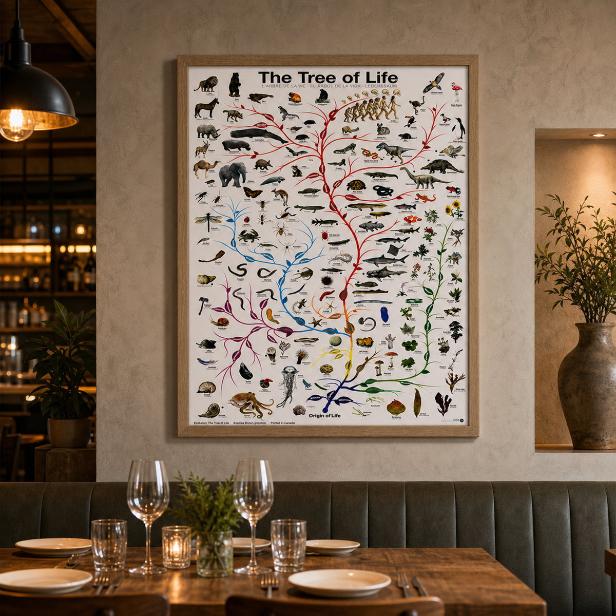 Resto Glow AI product image 2026-08-03 — restaurant view — Evolution Tree of Life Restaurant Wall Print
