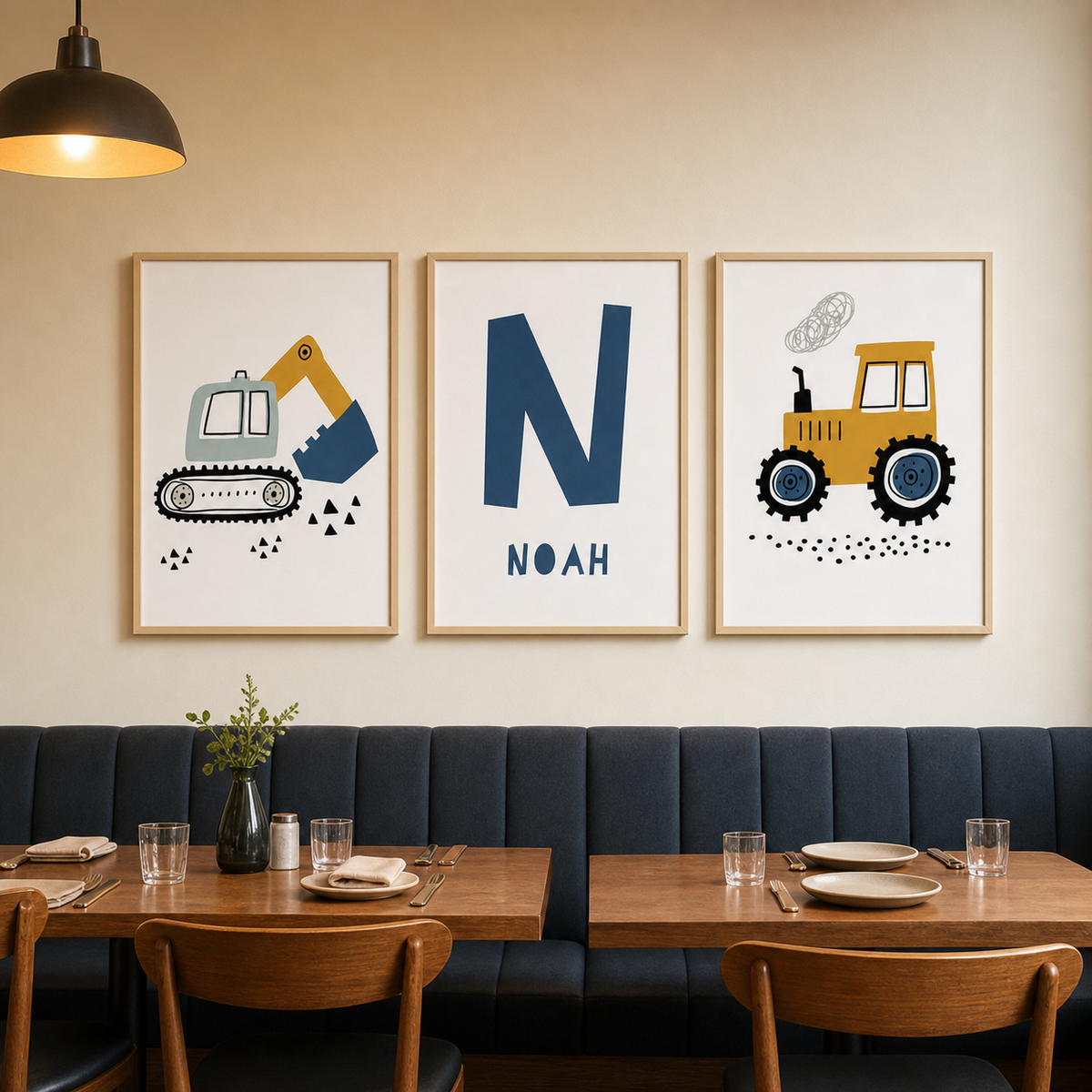 Resto Glow AI product image 2026-08-03 — restaurant view — Excavator Canvas Art Poster Decoration Painting