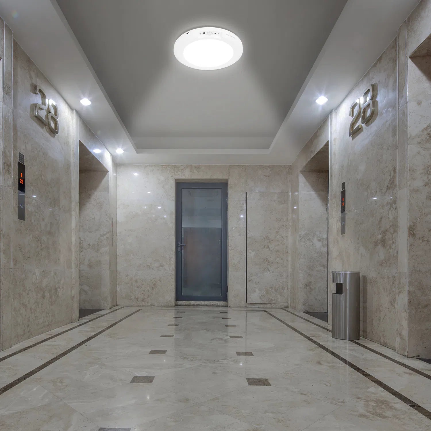 Rechargeable Motion-Sensor Flush Ceiling Light — Restaurant Hallway — view 3