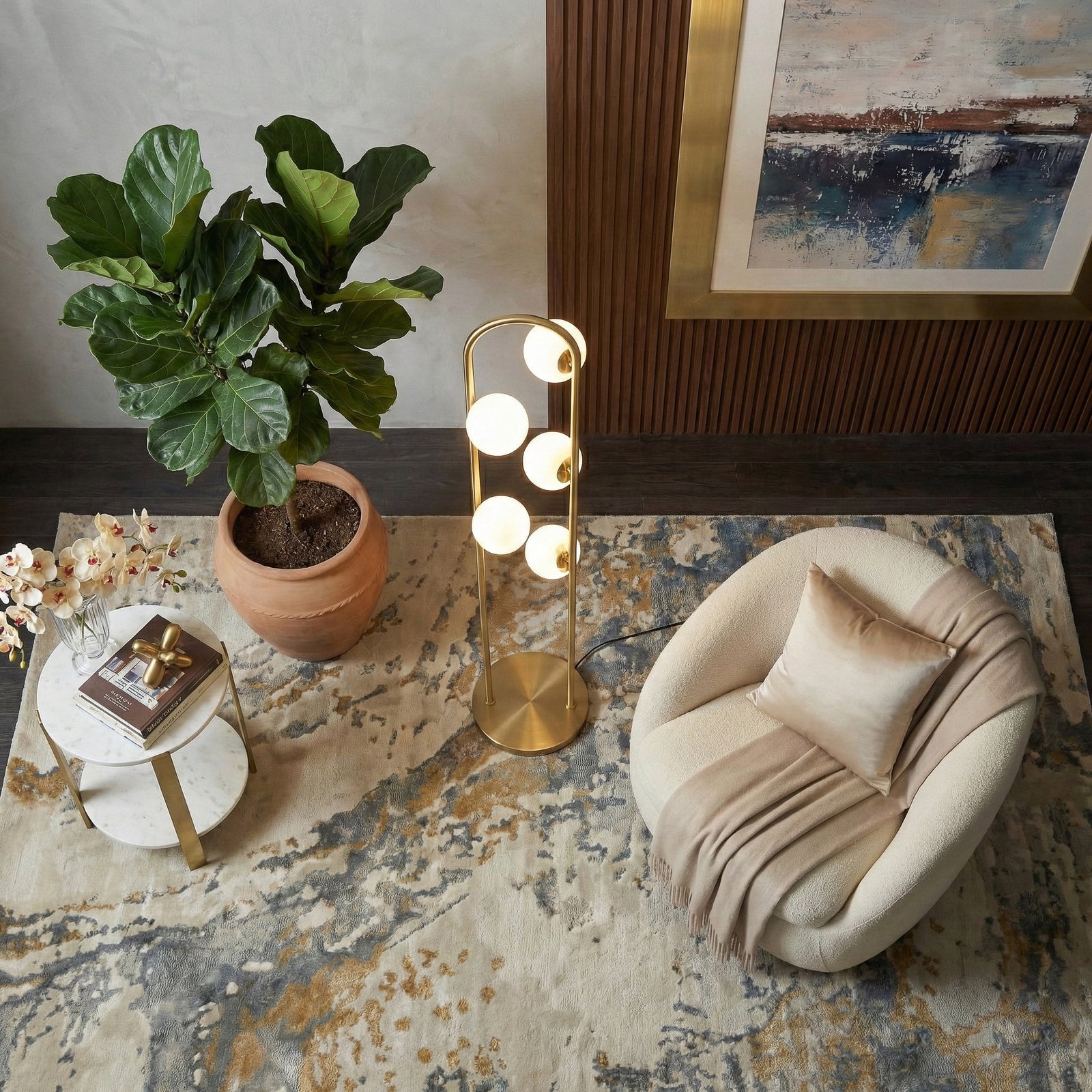 Gold Artema Floor Lamp — Restaurant Lounge & Dining — view 2