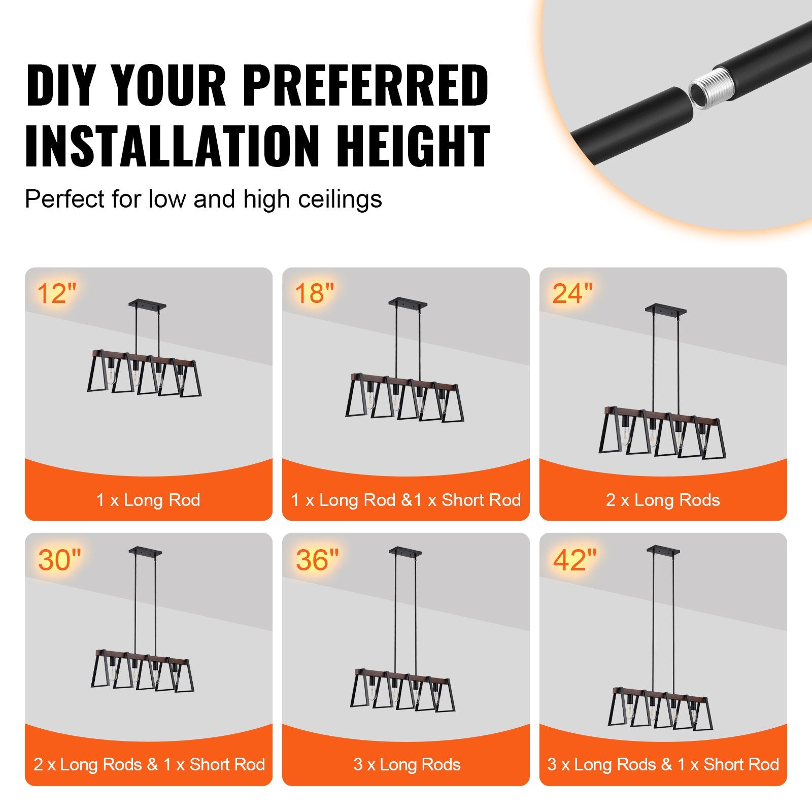 4-Light Adjustable Kitchen Island Pendant — Restaurant Dining — view 4
