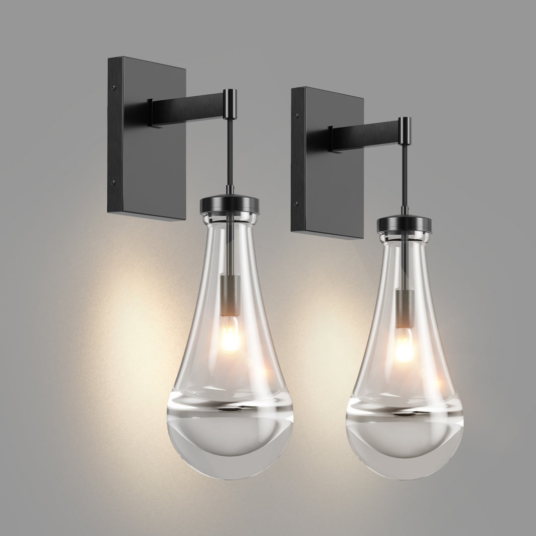 Black Clear-Glass Wall Sconce — Restaurant Bar — view 1