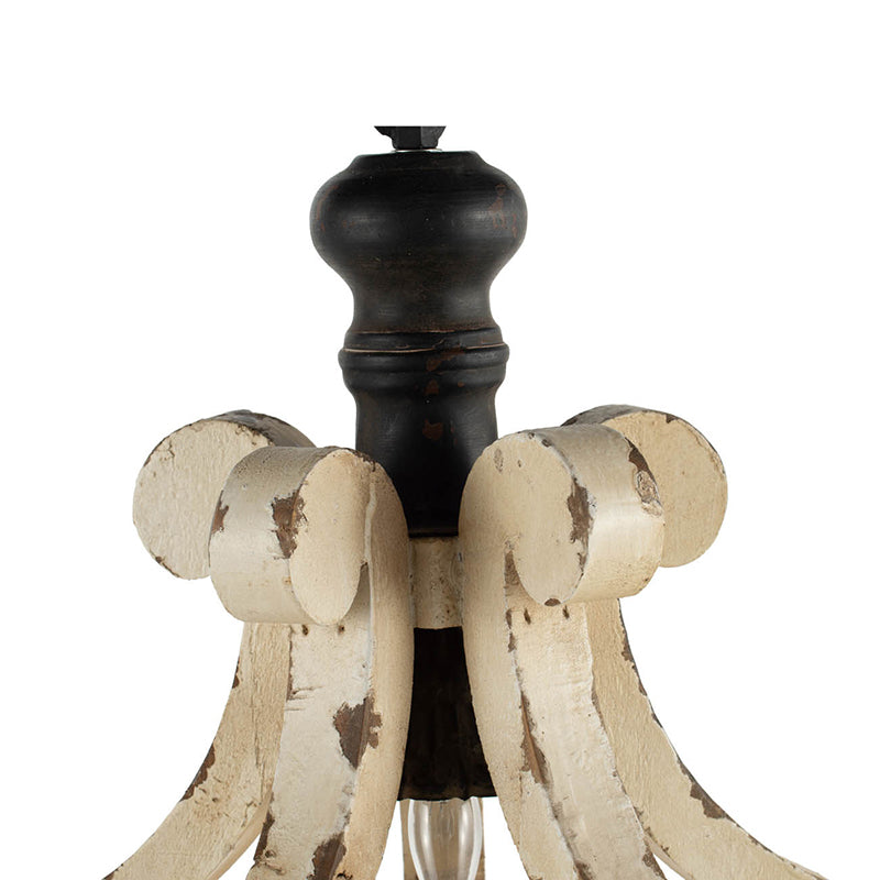 Antique Cream Wood Chandelier — 83-Inch Restaurant Dining Feature — view 2
