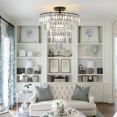 Large Contemporary Black Crystal Chandelier for Restaurant Dining Rooms — view 1