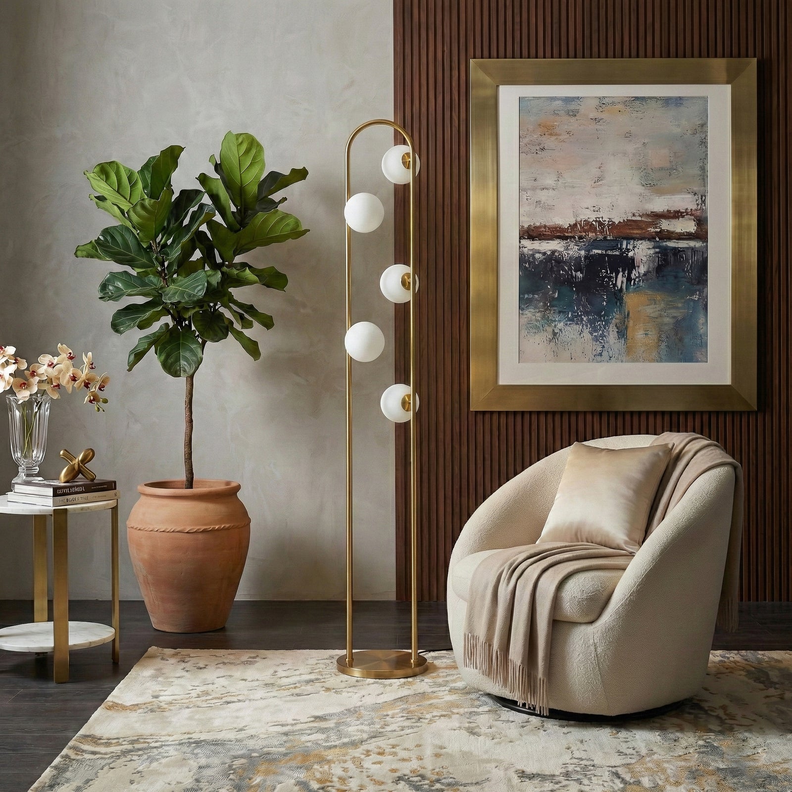Gold Artema Floor Lamp — Restaurant Lounge & Dining — view 5