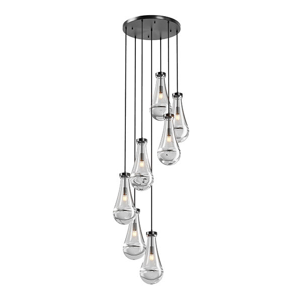 7-Light Black Pendant Chandelier — Restaurant Dining & Bar — view 8
