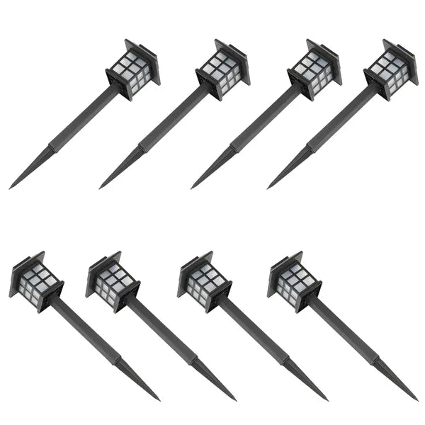 8-Piece White Solar Lantern Torch Lights — Restaurant Pathway — view 6