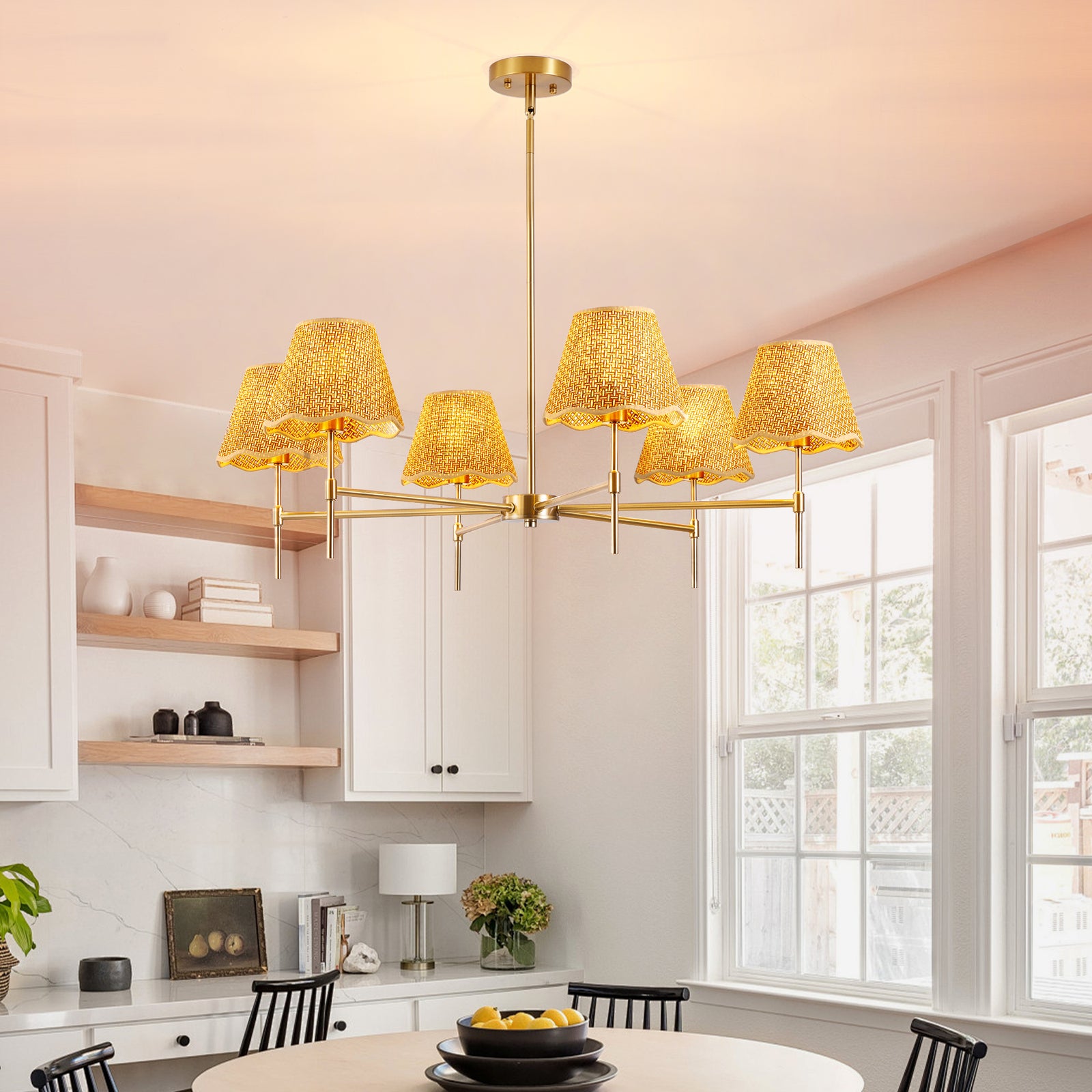 Boho Rattan 6-Light Chandelier for Restaurant Dining Rooms and Kitchen Islands — view 5