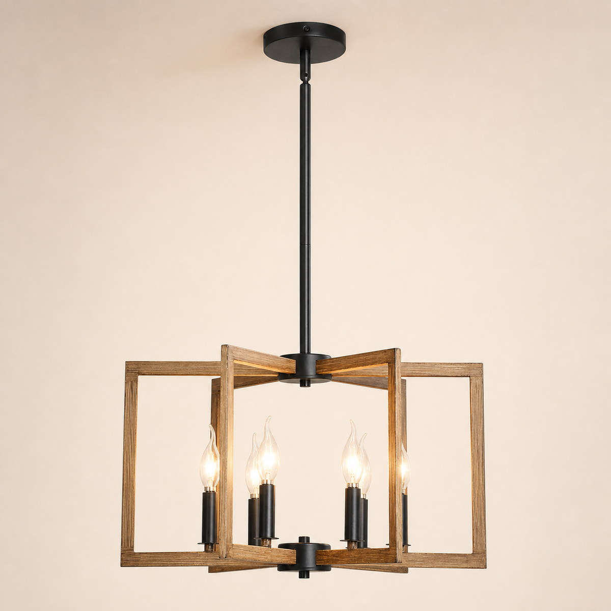 Resto Glow AI product image 2026-08-03 — clean background — Farmhouse 6-Light Chandelier for Restaurant Dining Rooms