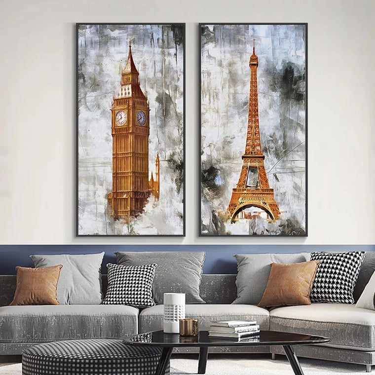 Retro Golden Tower Restaurant Canvas Art