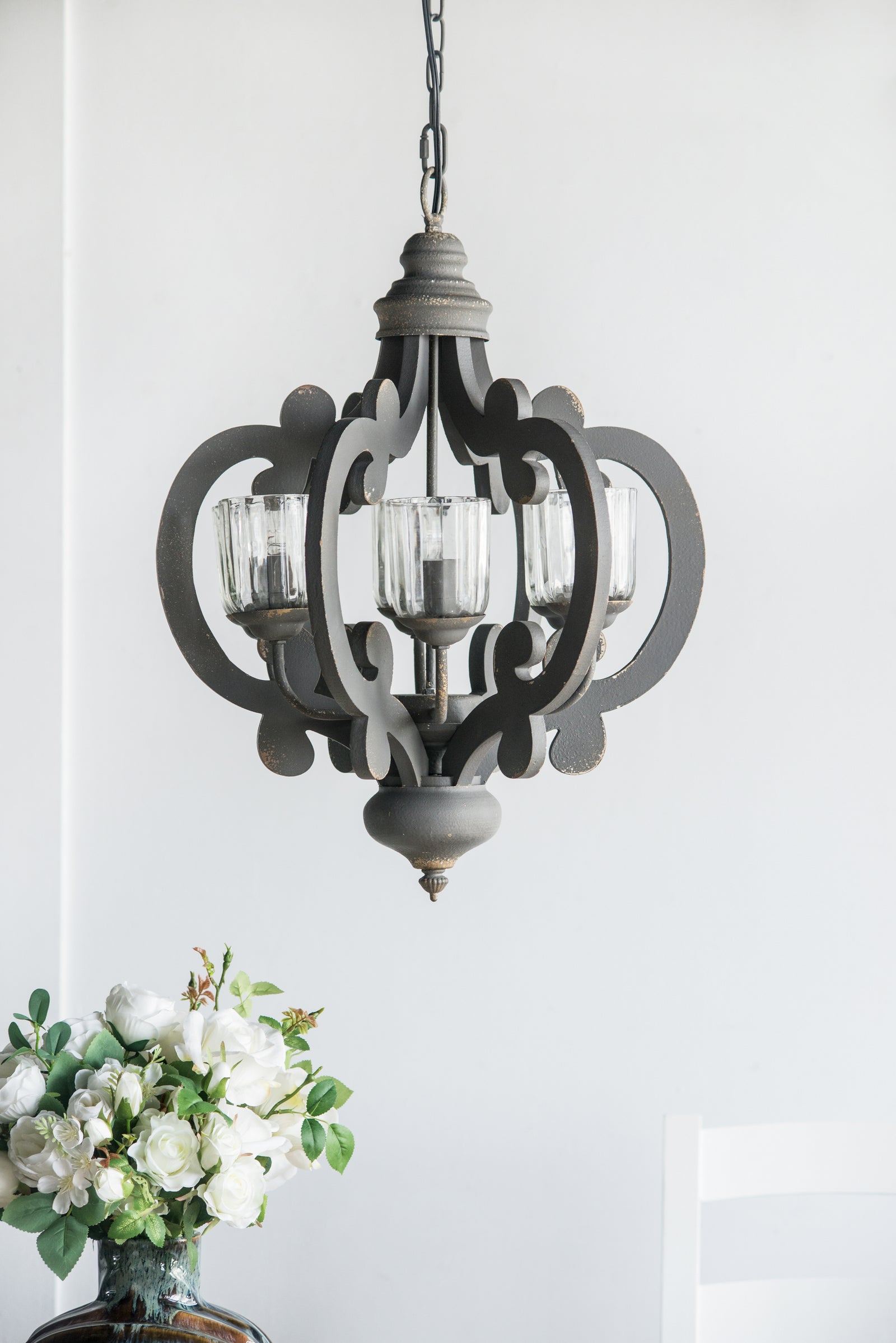 6-Light Wood Farmhouse Chandelier with Adjustable Chain for Restaurant Dining Rooms — view 1