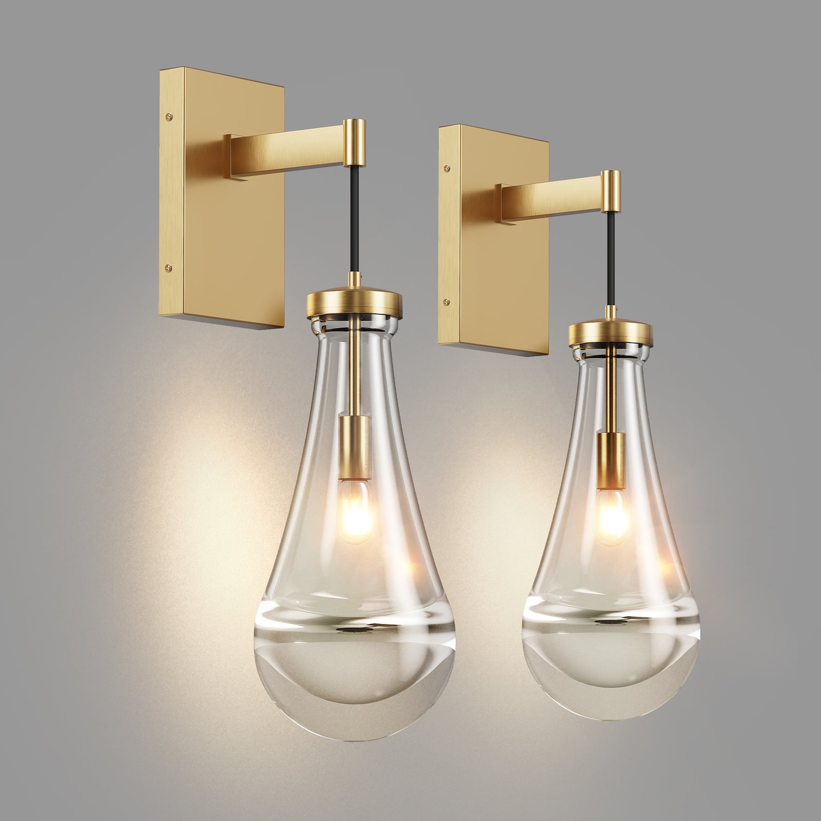 Brass Raindrop Glass Wall Sconces (2-Pack) — Restaurant — view 6