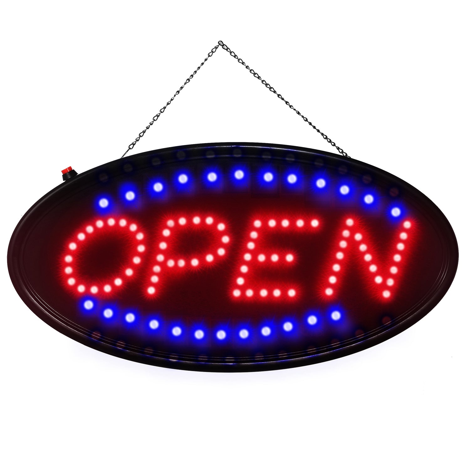 OPEN LED Neon Sign — Red + Blue, Static or Flashing — view 1