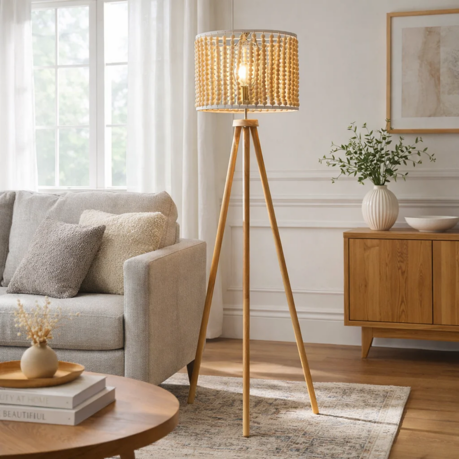 Brillo Natural Tripod Reading Floor Lamp for Restaurant Lounges and Dining Areas — view 2