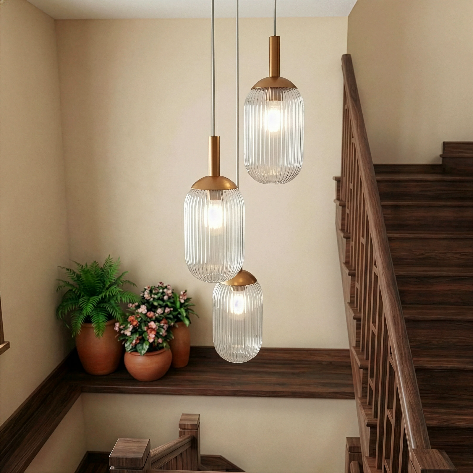 Bronze and Clear Retro Pendant Light for Restaurant Dining Rooms — view 1