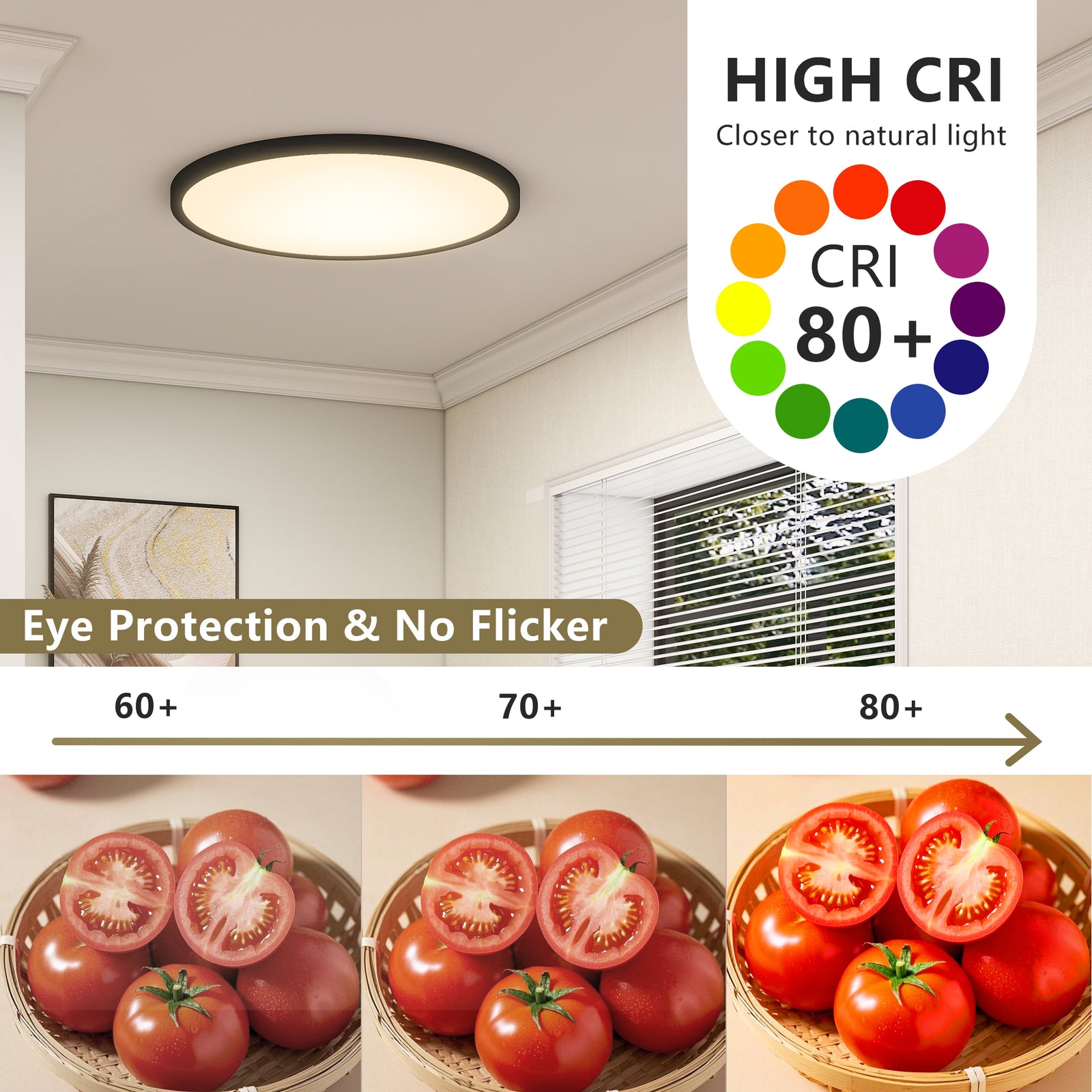 4-Pack Black Dimmable LED Flush-Mount Ceiling Lights for Restaurant Dining Areas — view 5