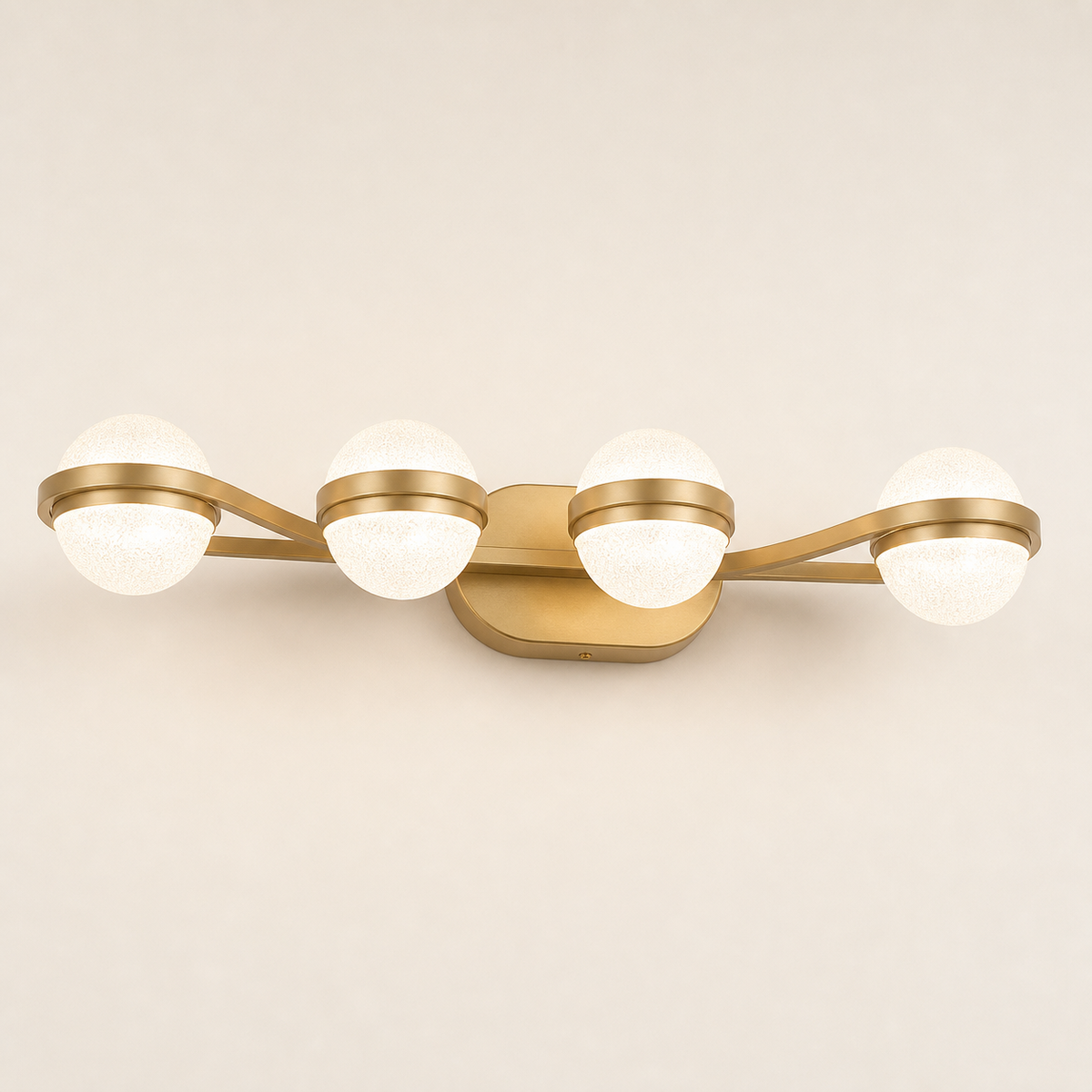 Resto Glow AI product image 2026-08-03 — clean background — Gold 4-Light Crystal-Sand Vanity Wall Light — Restaurant Restroom
