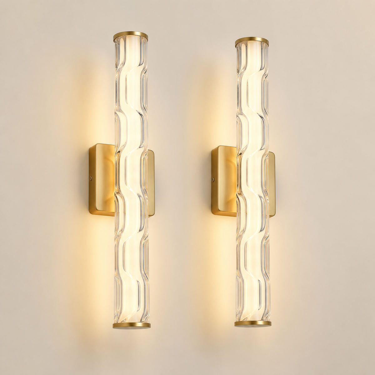 Resto Glow AI product image 2026-08-03 — clean background — Gold K9 Crystal Wall Sconces (2-Pack) — Restaurant Bar