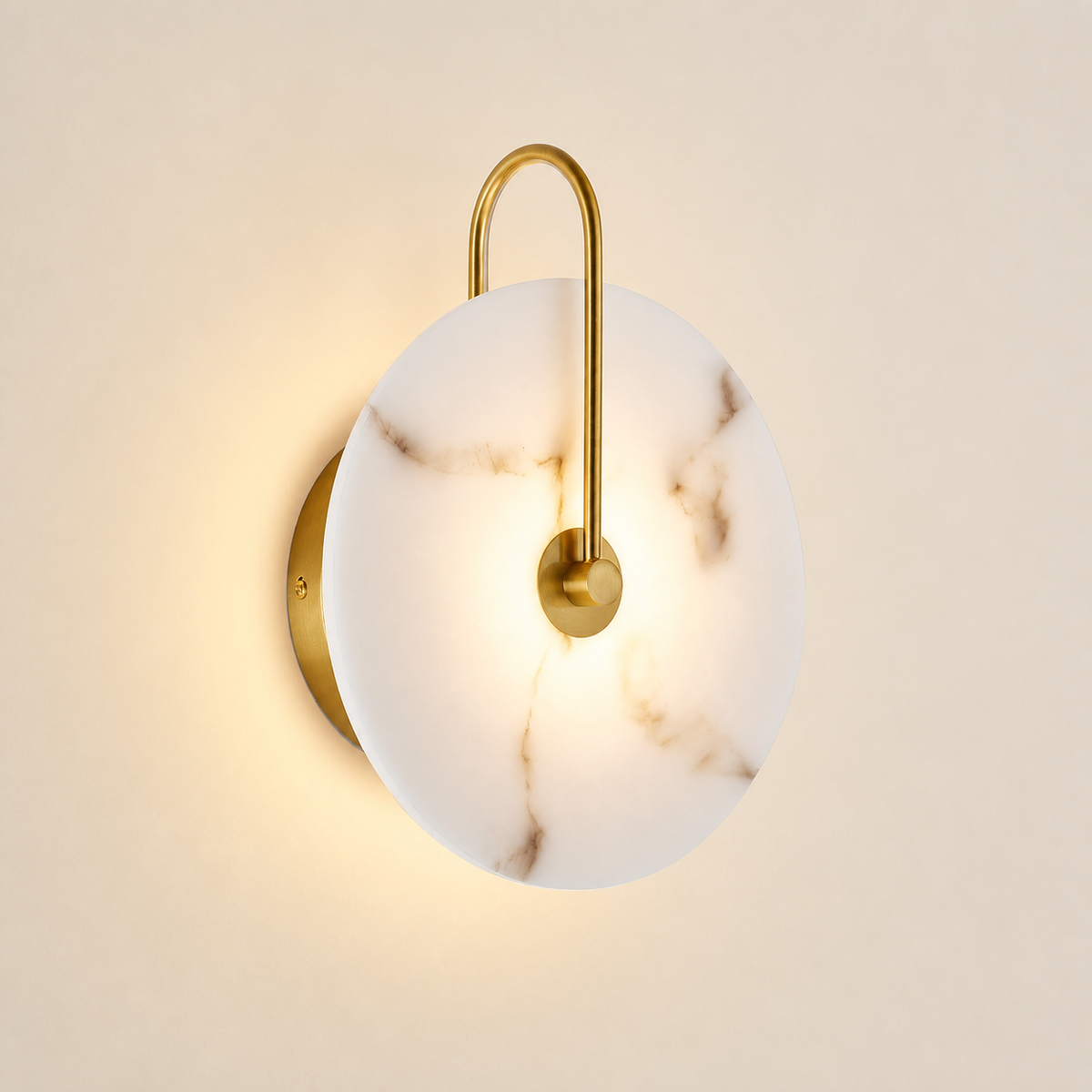 Resto Glow AI product image 2026-08-03 — clean background — Gold Natural-Marble Wall Sconce — 9.8-Inch Dining Accent