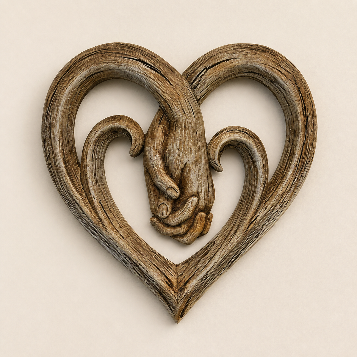Resto Glow AI product image 2026-08-03 — clean background — Hand-in-hand Heart Wall Decor Decorative Art Piece  Gift Item  Craft Ornament  Wooden Hanging Decoration