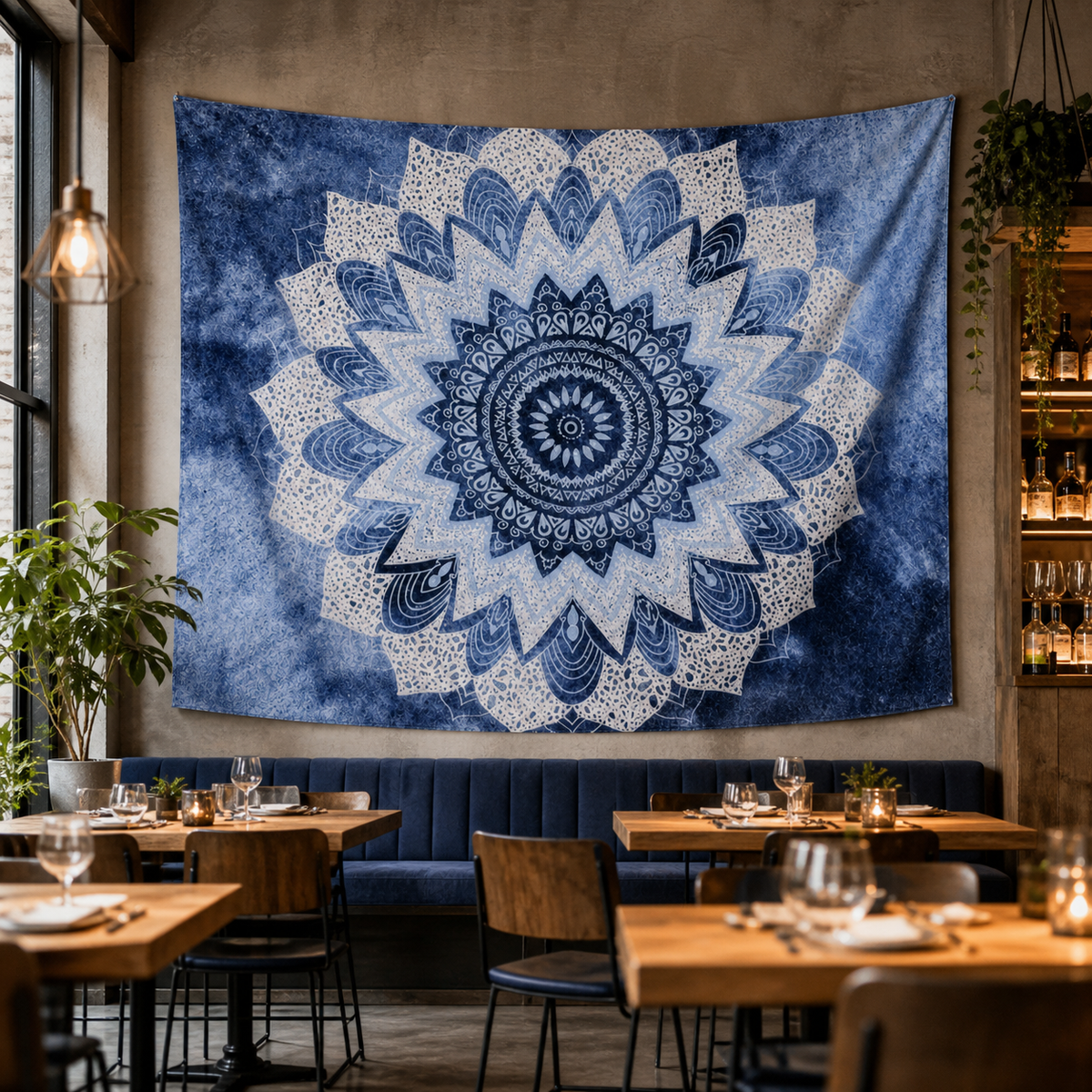 Resto Glow AI product image 2026-08-03 — restaurant view — Restaurant Feature Wall Tapestry — Design 2