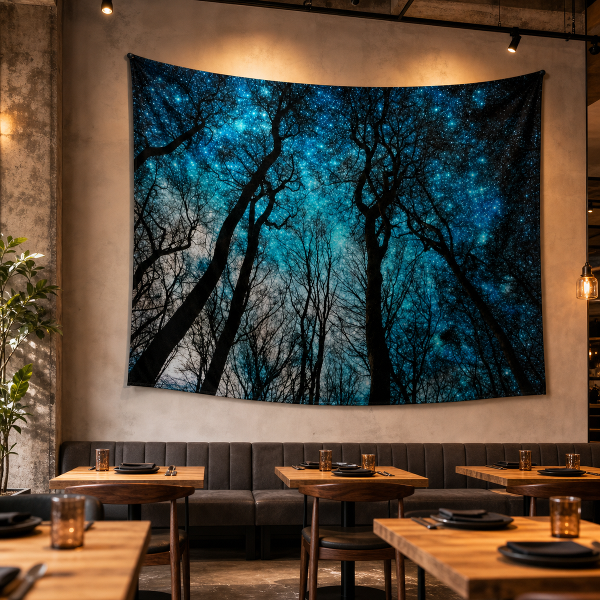Resto Glow AI product image 2026-08-03 — restaurant view — Restaurant Feature Wall Tapestry — Design 6