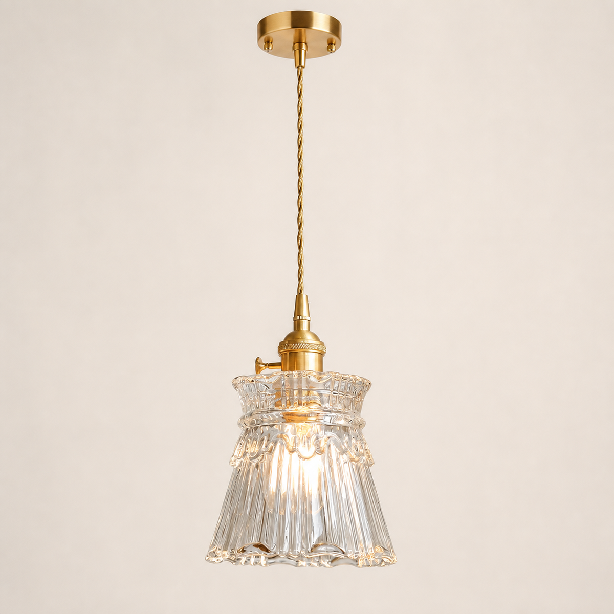 Resto Glow AI product image 2026-08-03 — clean background — Japanese Copper & Glass Pendant Light for Restaurants