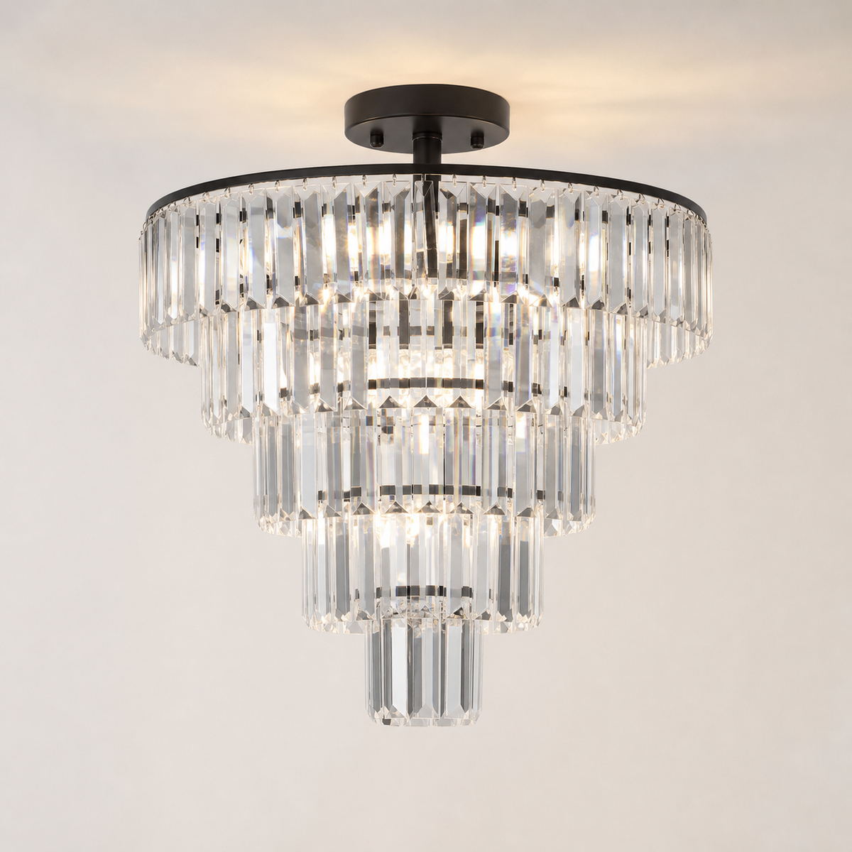 Resto Glow AI product image 2026-08-03 — clean background — Large Contemporary Black Crystal Chandelier for Restaurant Dining Rooms