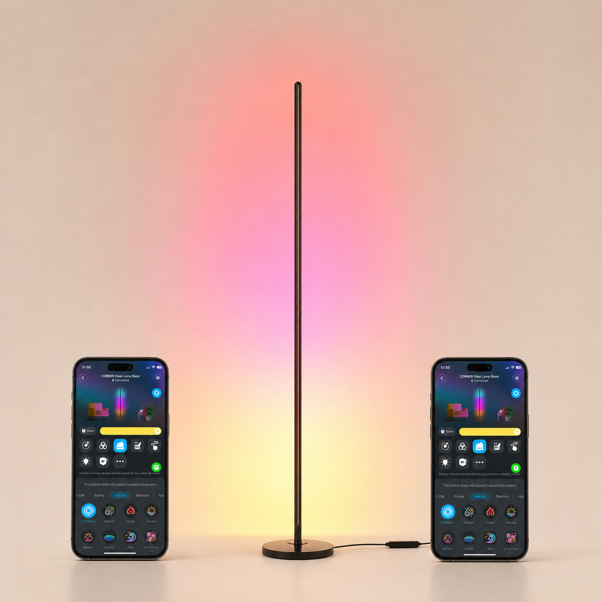 Resto Glow AI product image 2026-08-03 — clean background — Magic Color Corner Floor Lamp for Restaurant Ambiance