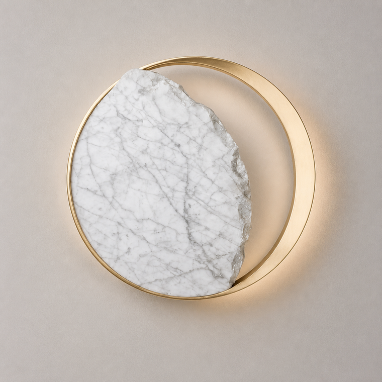 Resto Glow AI product image 2026-08-02 — clean background — Marble Eclipse LED Wall Sconce for Restaurants