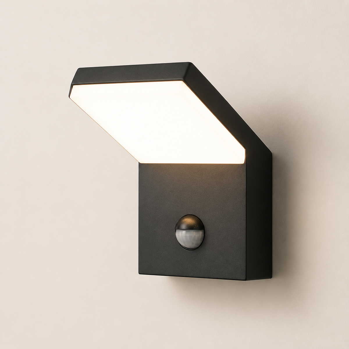 Resto Glow AI product image 2026-08-03 — clean background — Matte Black Motion-Sensor Wall Light — Restaurant Patio & Entry