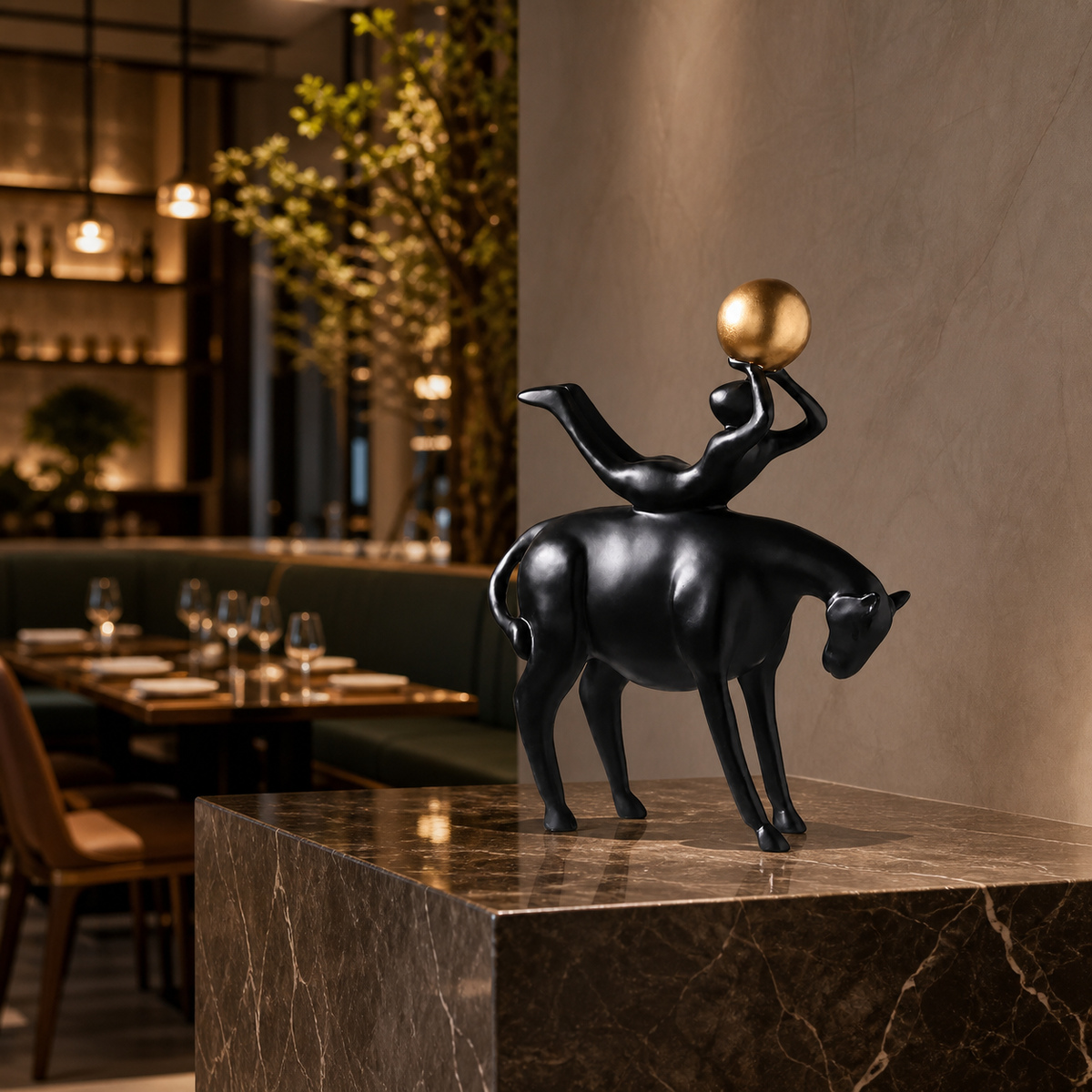 Resto Glow AI product image 2026-08-03 — restaurant view — Modern Sculptural Restaurant Accent