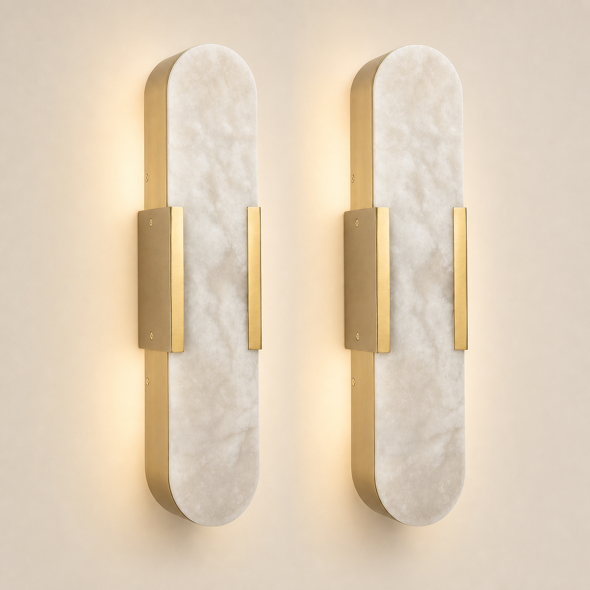 Resto Glow AI product image 2026-08-03 — clean background — Natural Marble Gold Wall Sconce Set for Luxury Restaurant Restrooms