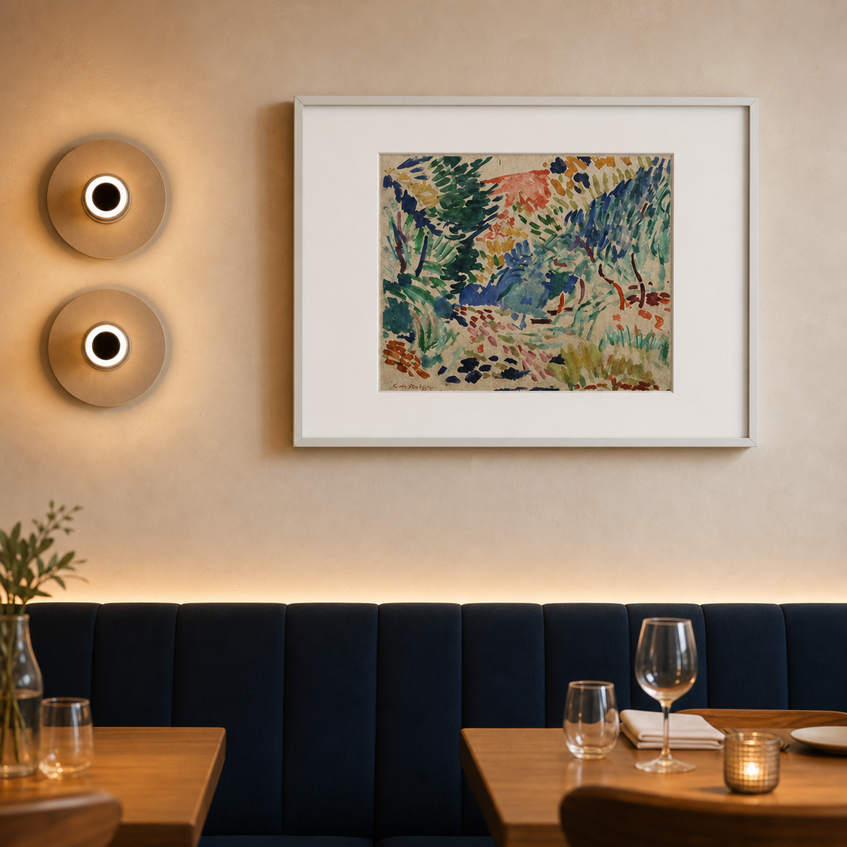 Resto Glow AI product image 2026-08-03 — restaurant view — Niche-Style Restaurant Wall Art
